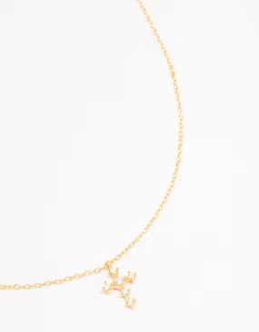 Gold Plated Sterling Silver Cubic Zirconia Round Cross Chain Necklace Marvelous Jewelry