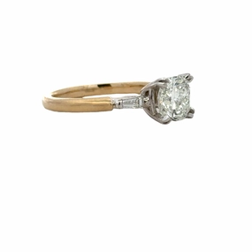 Romantic Date 14K Two Tone Three Stone Engagement Ring