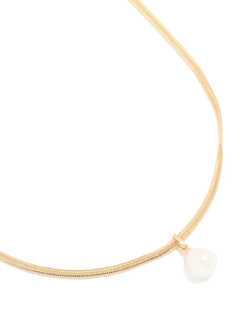 Gold Plated Freshwater Pearl Snake Chain Pendant Necklace Birthday Mood Luxury Accessory
