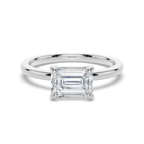 East West Emerald Cut Solitaire Engagement Ring Signature Present Affordable Emblem
