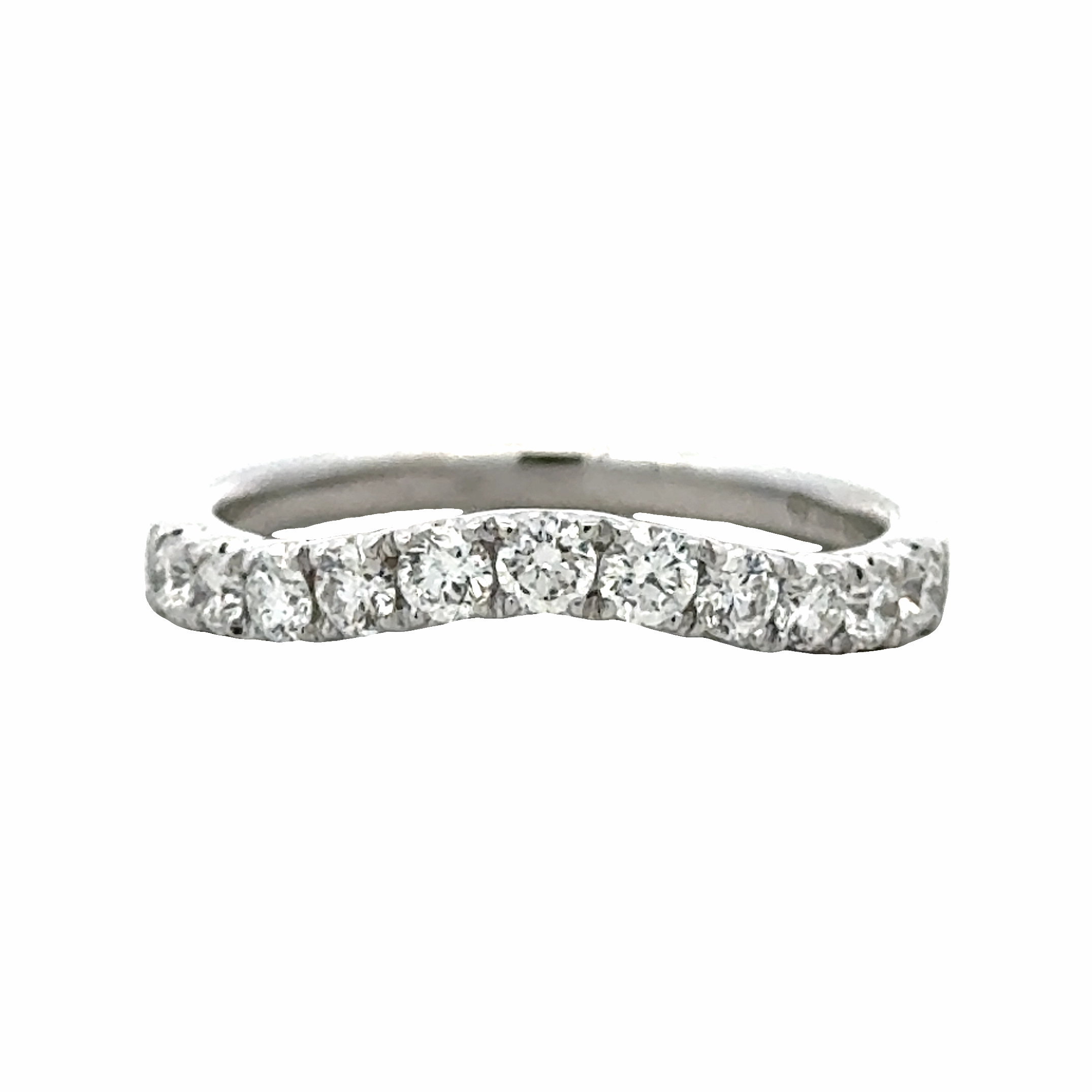 Eye-Catching Craft Youthful Twist 14KW Curved Diamond Wedding Band