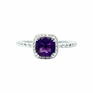 Layered Finish AMETHYST AND DIAMOND STACKABLE RING