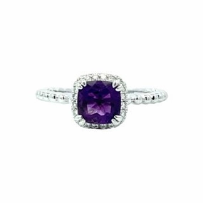 Layered Finish AMETHYST AND DIAMOND STACKABLE RING