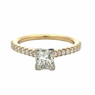 Shining Edge 14 Karat Yellow/White Solitaire Engagement Ring (.97cttw)