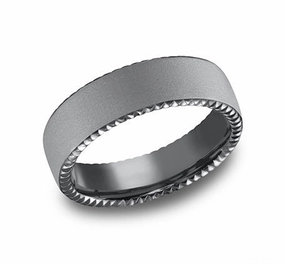 Valentine Gift GENTS SANDBLAST TANTALUM COIN EDGE WEDDING BAND