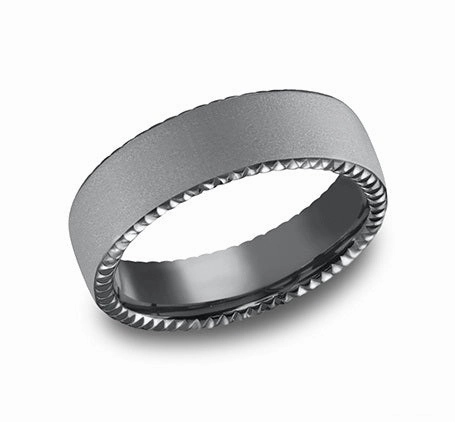 Valentine Gift GENTS SANDBLAST TANTALUM COIN EDGE WEDDING BAND