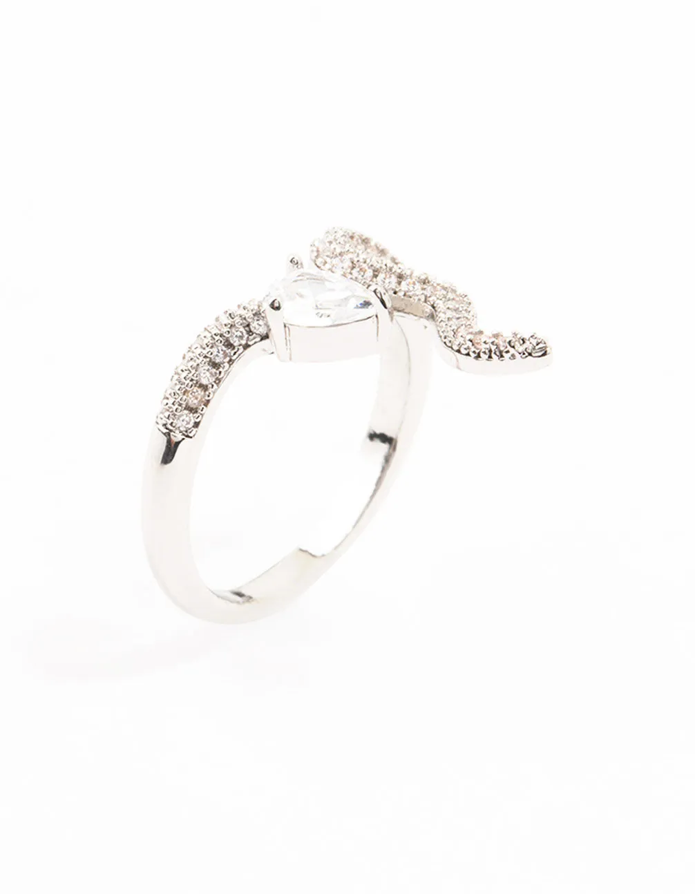 21st Century Silver Pave Cubic Zirconia Snake Ring