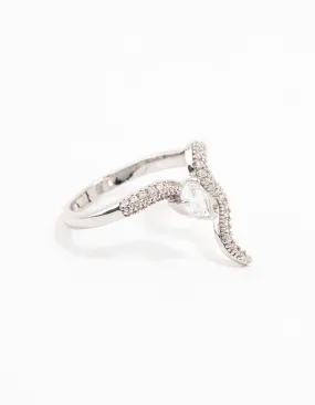 Luxury Look Secure Decoration Silver Pave Cubic Zirconia Snake Ring