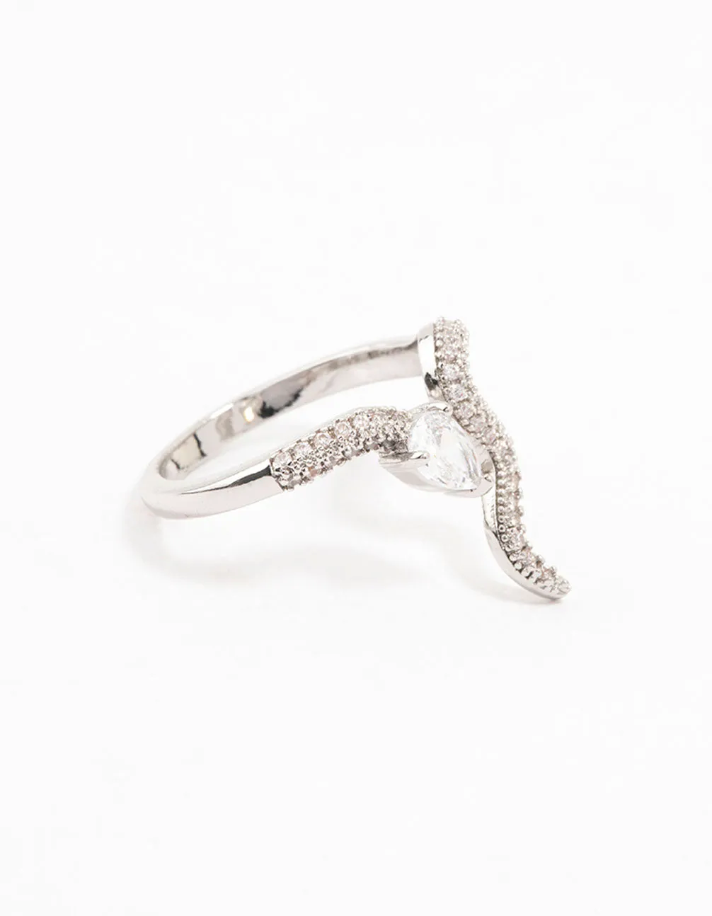 Luxury Look Secure Decoration Silver Pave Cubic Zirconia Snake Ring