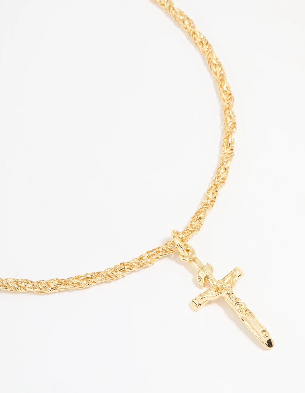 Urban Woman Gold Plated Twisted Chain Cross Necklace