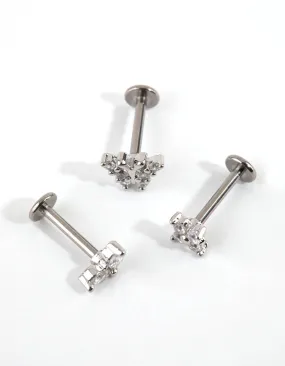 Shiny Finish Titanium Cubic Zirconia Butterfly Flat Back Pack