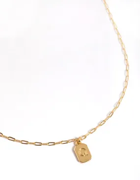 Splendid Style Gold Plated Letter Q Rectangle Pendant  Necklace
