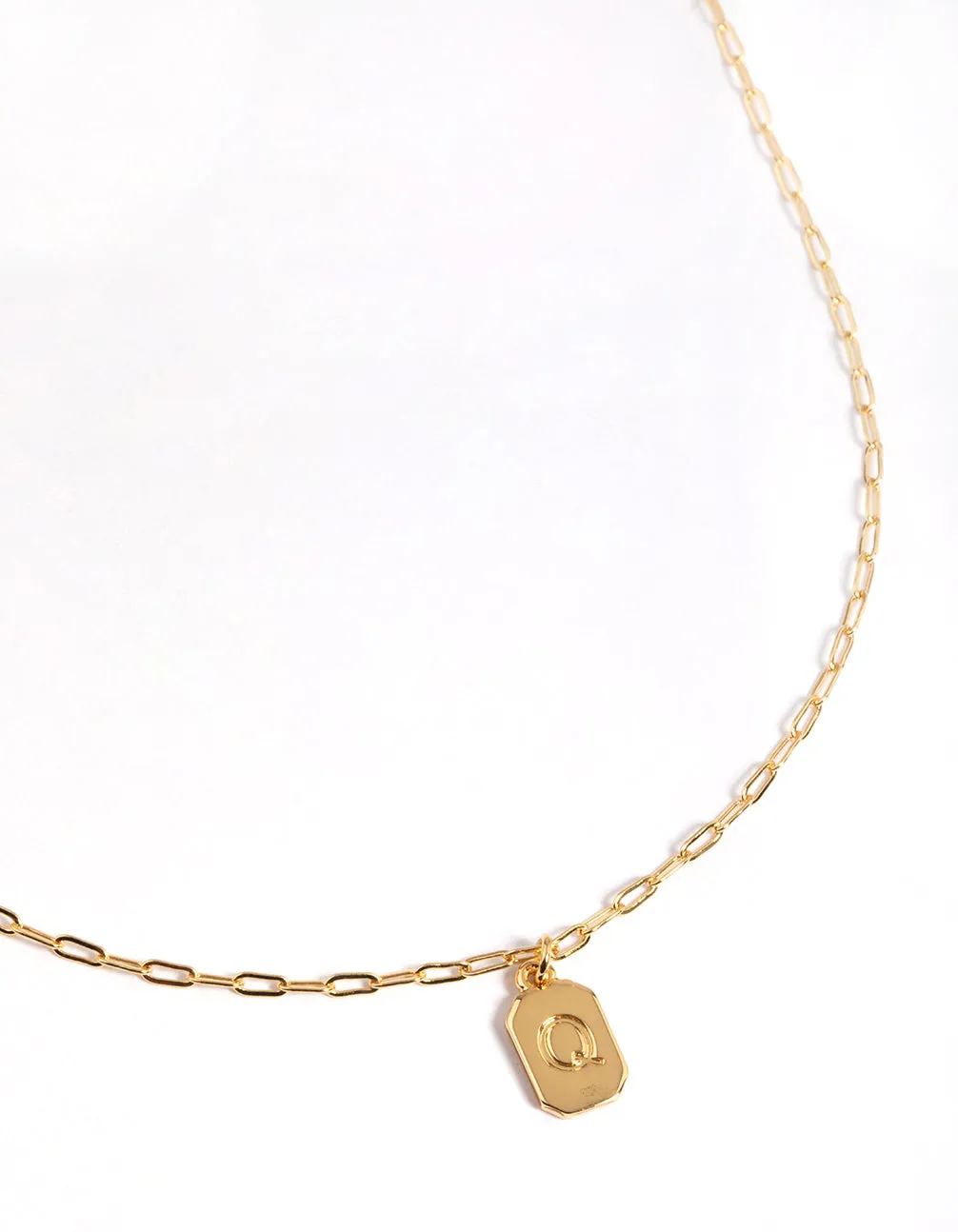 Splendid Style Gold Plated Letter Q Rectangle Pendant  Necklace