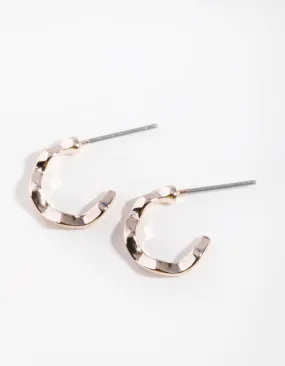 Rose Gold Squiggle Mini Hoop Earrings Polished Accessory