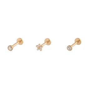 Gold Flower Stud Flat Back Earring Pack Contemporary Must-Have