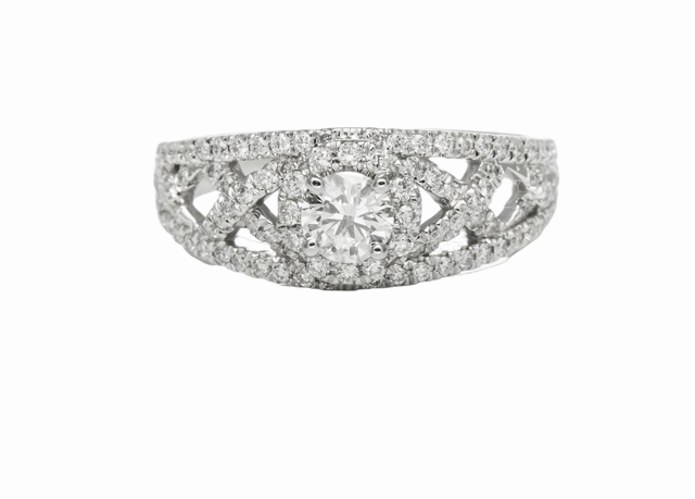 Night Accent 14 Karat White Gold Pave Engagement Ring (0.80cttw)