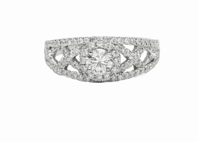 Night Accent 14 Karat White Gold Pave Engagement Ring (0.80cttw)