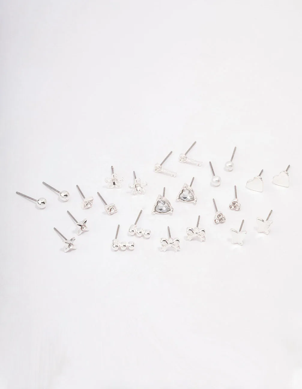 Comfortable Ornament Silver Key Bow Earring 12-Pack