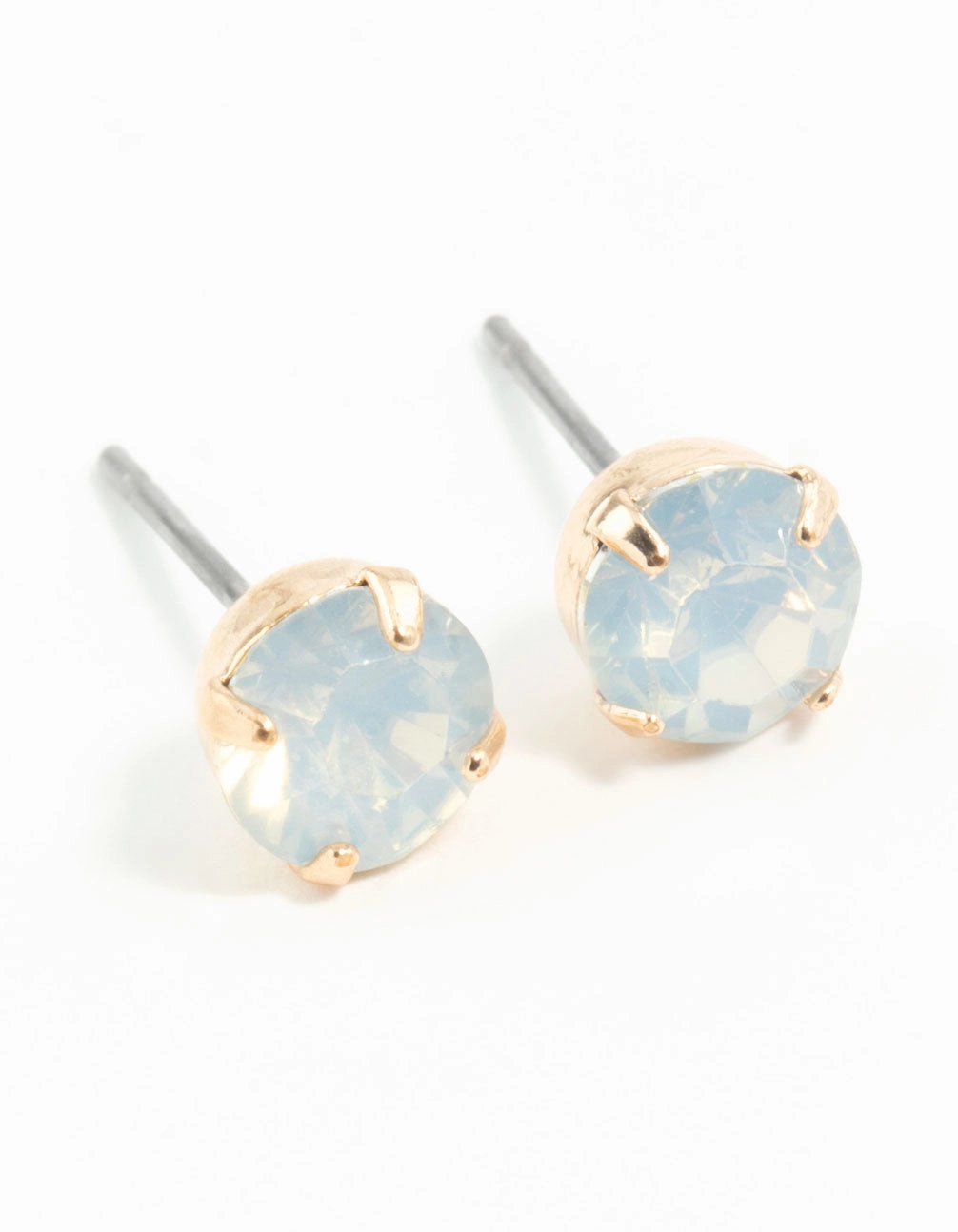 Gold Four Claw Opalised Stud Earrings Business Decoration