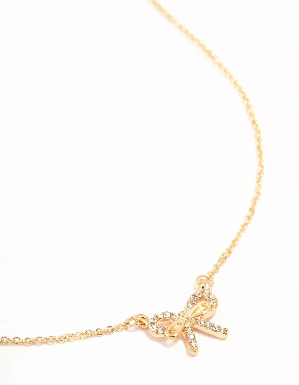 Event Accent Perfect Item Gold Dainty Diamante Bow Necklace