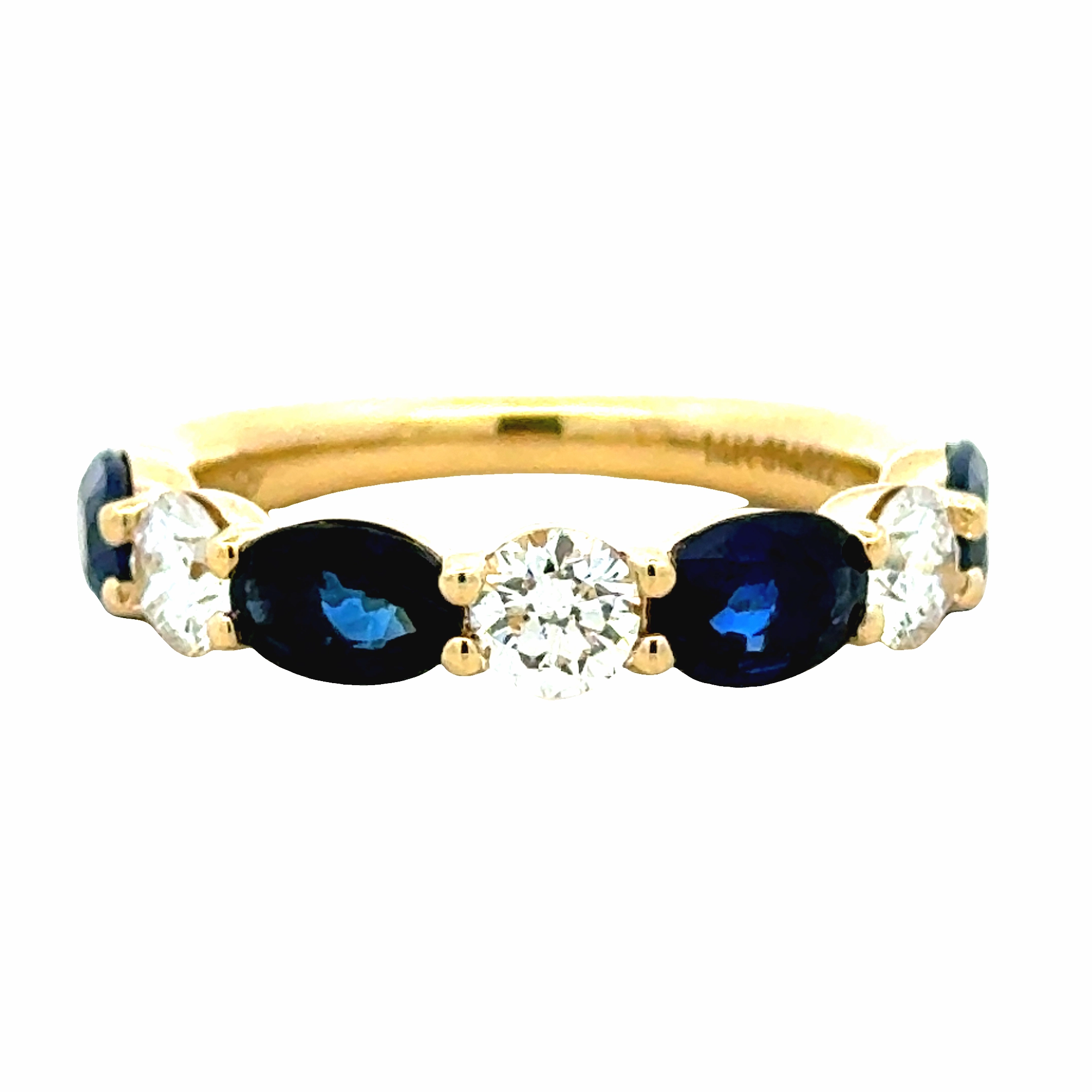 Party Ready 14ky Oval Sapphire and Round Diamond Anniversary Band