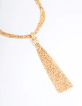 Classic Piece Public Jewelry Gold Textured Rope Y-Necklace