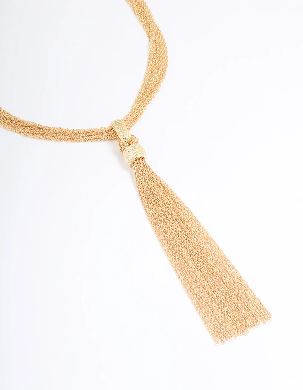 Gold Textured Rope Y-Necklace Opalescent Jewelry