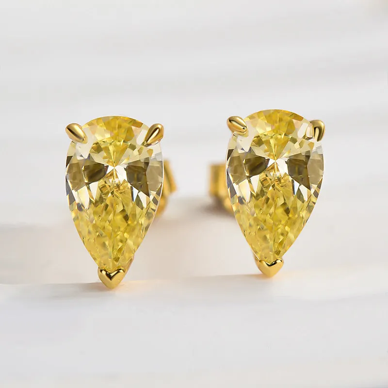 Louily Yellow Stone Classic Pear Cut Earring Infinite Style