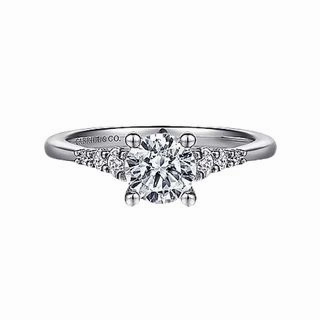 Custom Touch 14 Karat White Gold Cathedral Engagement Ring (.99cttw)