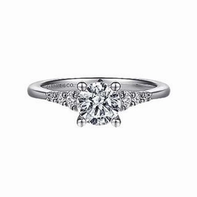Custom Touch 14 Karat White Gold Cathedral Engagement Ring (.99cttw)