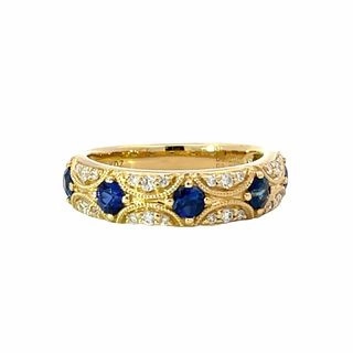 Glam Edge Glossy Vibe FIve Stone Sapphire Band w/ Diamonds