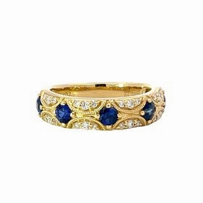 Glam Edge Glossy Vibe FIve Stone Sapphire Band w/ Diamonds