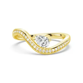 Fine Jewelry Weatherproof Layer Pear Shaped Solitaire Pav?? Wave Promise Ring