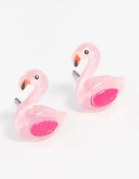 Flamingo Stud Earrings Rectangular Ornament