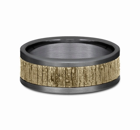 GENTS TANTALUM/YELLOW GOLD WEDDING BAND Trendy Spark Charming appeal