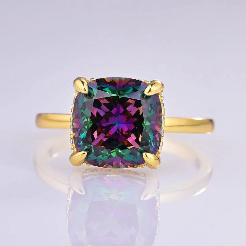 Instant Edge Louily Noble 3.5 Carat Cushion Cut Alexandrite Engagement Ring for Women In Sterling Silver