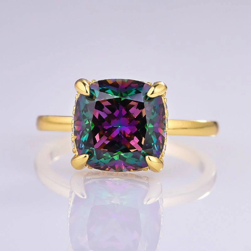 Impeccable Cut Unique Accessories Louily Noble 3.5 Carat Cushion Cut Alexandrite Engagement Ring for Women In Sterling Silver