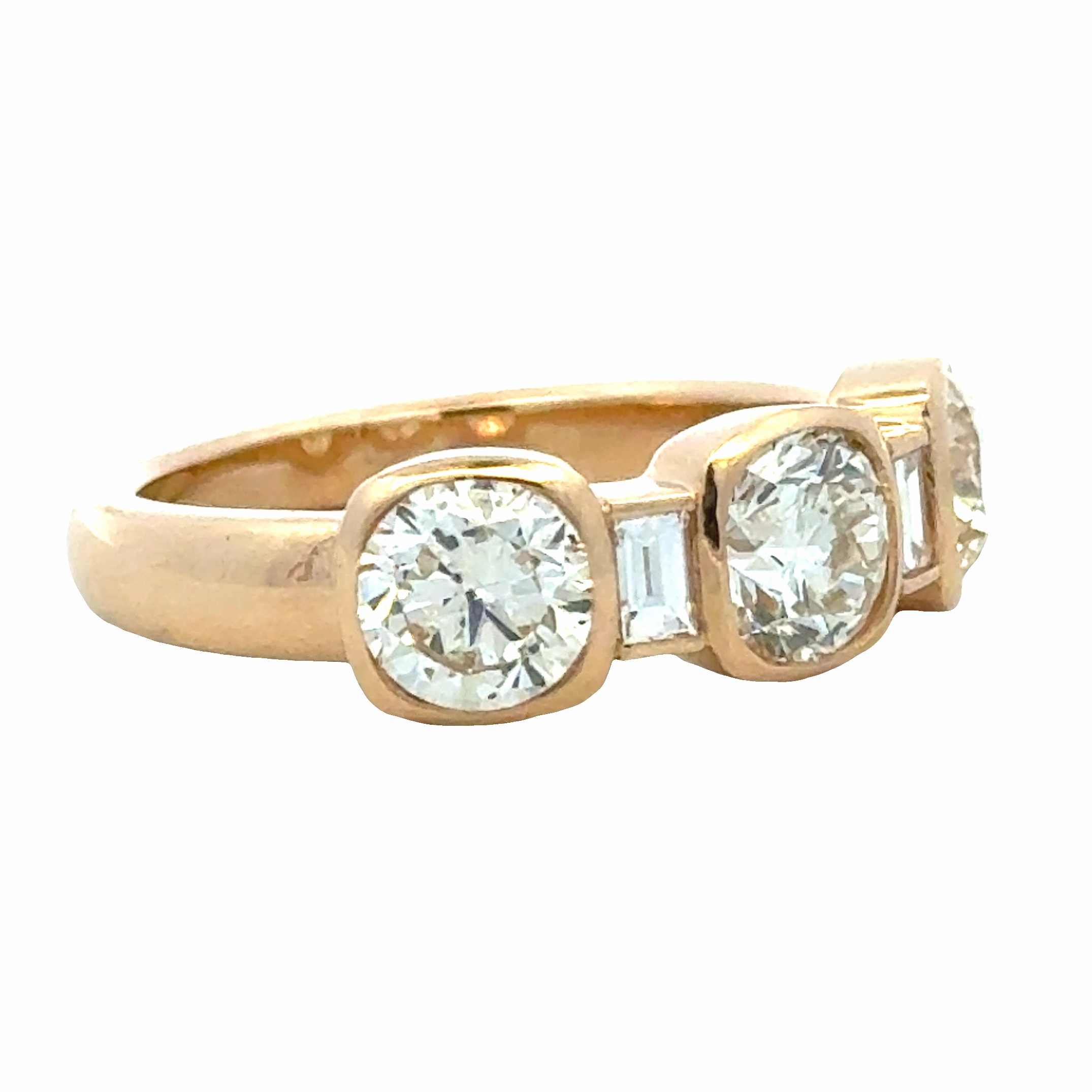 14KY 5-Stone Round and Baguette Bezel Anniversary Band Simple Look Vibrant Gifts