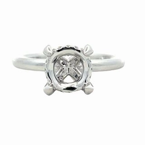 14K White Gold Round Diamond Semi Mount Weekend Accent Glamorous Accent