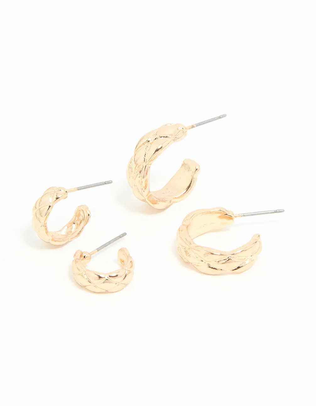 Premium Creation Gold Braided Mixed Size Hoop Earrings 2-Pack