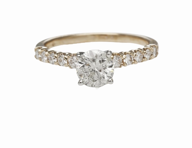 DIAMOND RING WITH DIAMONDS DOWN SHANK 1.17 CTTW Flawless Accent