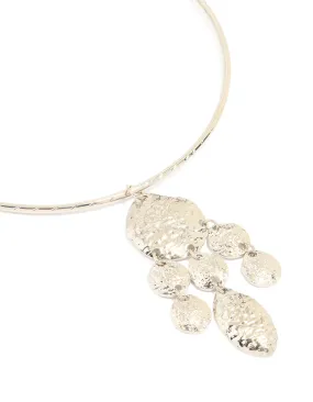 Silver Organic Circle Pendant Torque Necklace Caring Accent