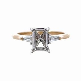 two-tone Semi-mounting for Emerald Cut Luxury Detail Elegant Touch Pieces