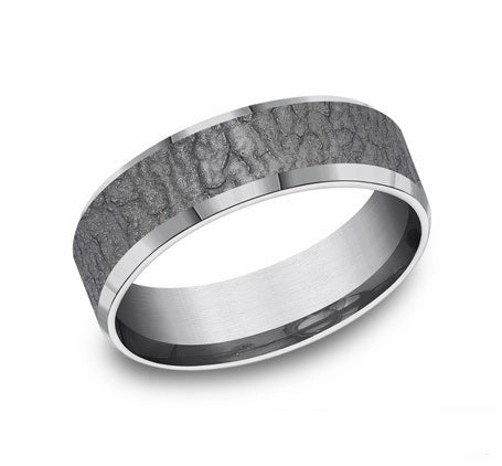 GENTS TANTALUM BARK CENTER WEDDING BAND Luxury Vibe