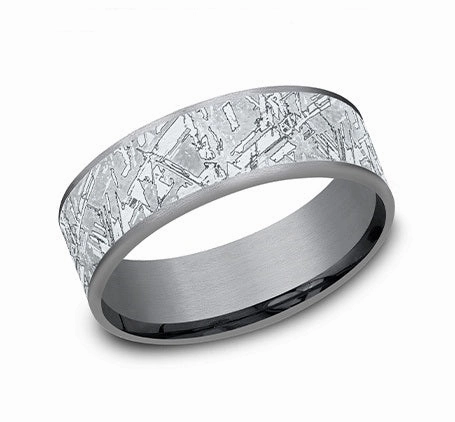 Luminous Look GENTS TANTALUM/GOLD FAUX METEORITE WEDDING BAND