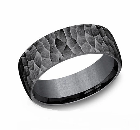 Sculpted Design GENTS TANTALUM HAMMERED WEDDING BAND