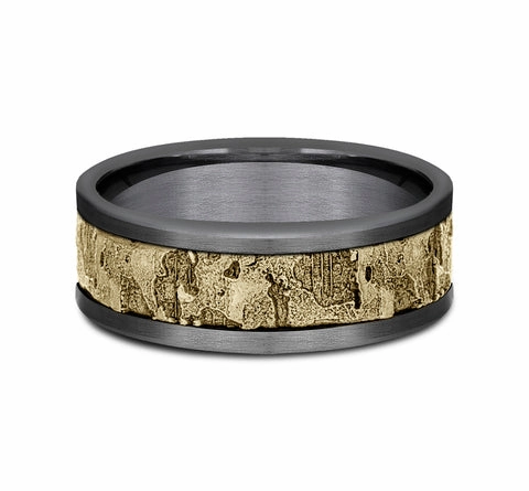 GENTS TANTALUM/YELLOW GOLD WEDDING BAND Contemporary Shine