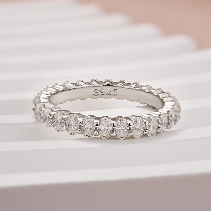 Louily Moissanite 3.0 Ct Oval Cut Full Wedding Band for Women Shining Sparkle