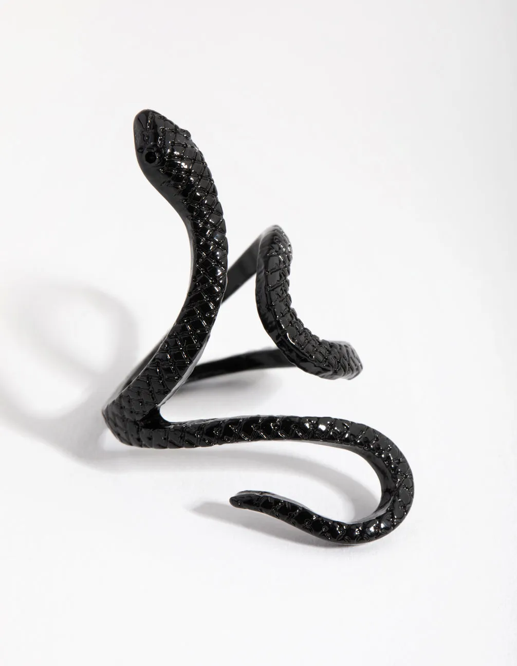 Timeless Statement Matte Black Etched Swirl Snake Ring