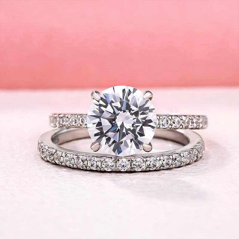 Romantic Occasion Louily Rose Gold Classic Round Cut Wedding Ring Set